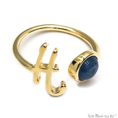 Initial Letter Lapis Lazuli Adjustable Ring (Pick Your Letter) - GemMartUSA