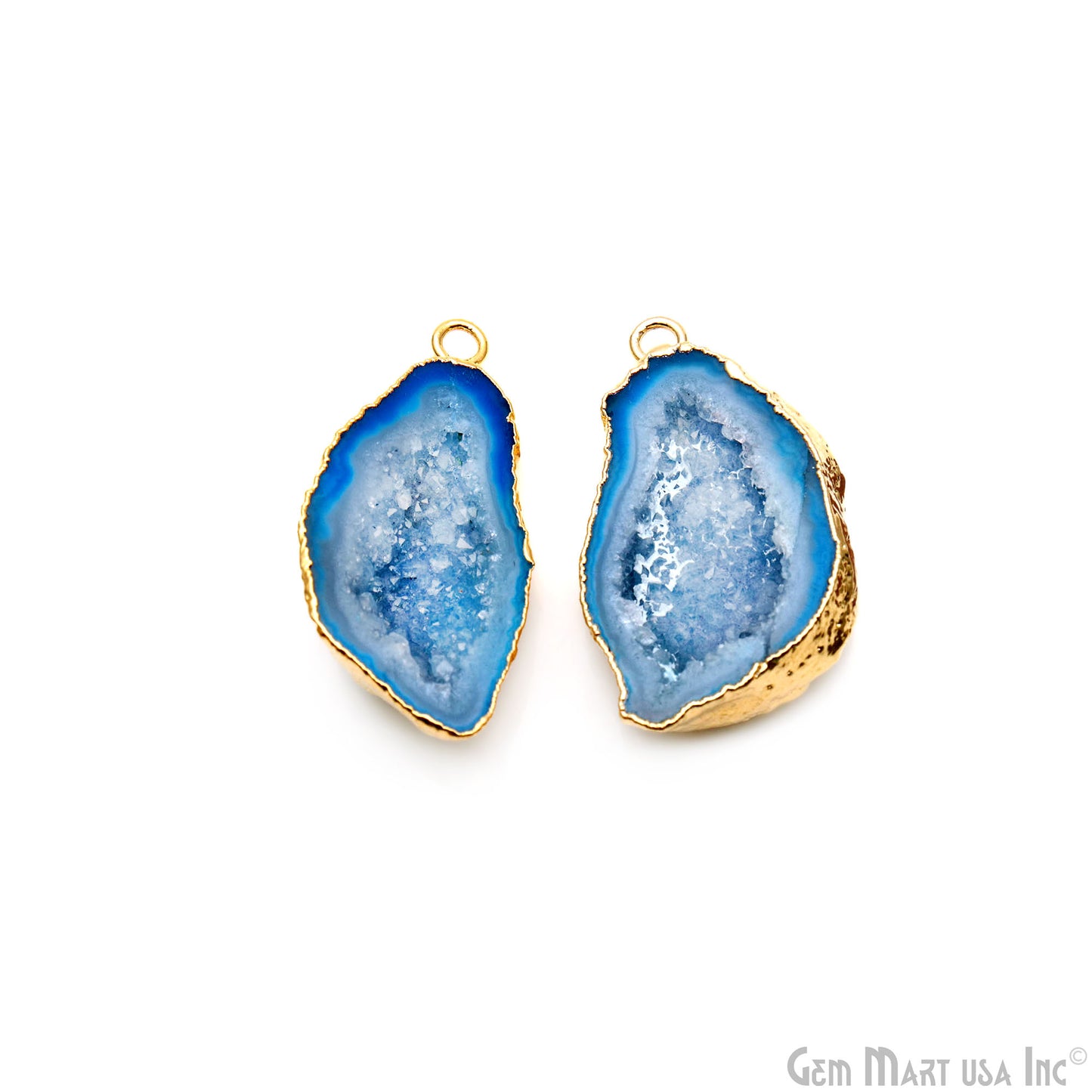 Geode Druzy 33x20mm Organic Gold Electroplated Single Bail Gemstone Earring Connector 1 Pair