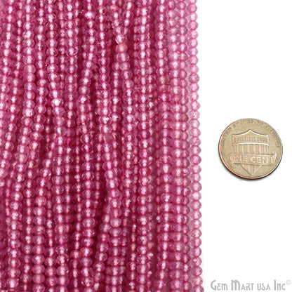 Pink Tourmaline Rondelle Beads, 12.5 Inch Gemstone Strands, Drilled Strung Nugget Beads, Faceted Round, 3-4mm