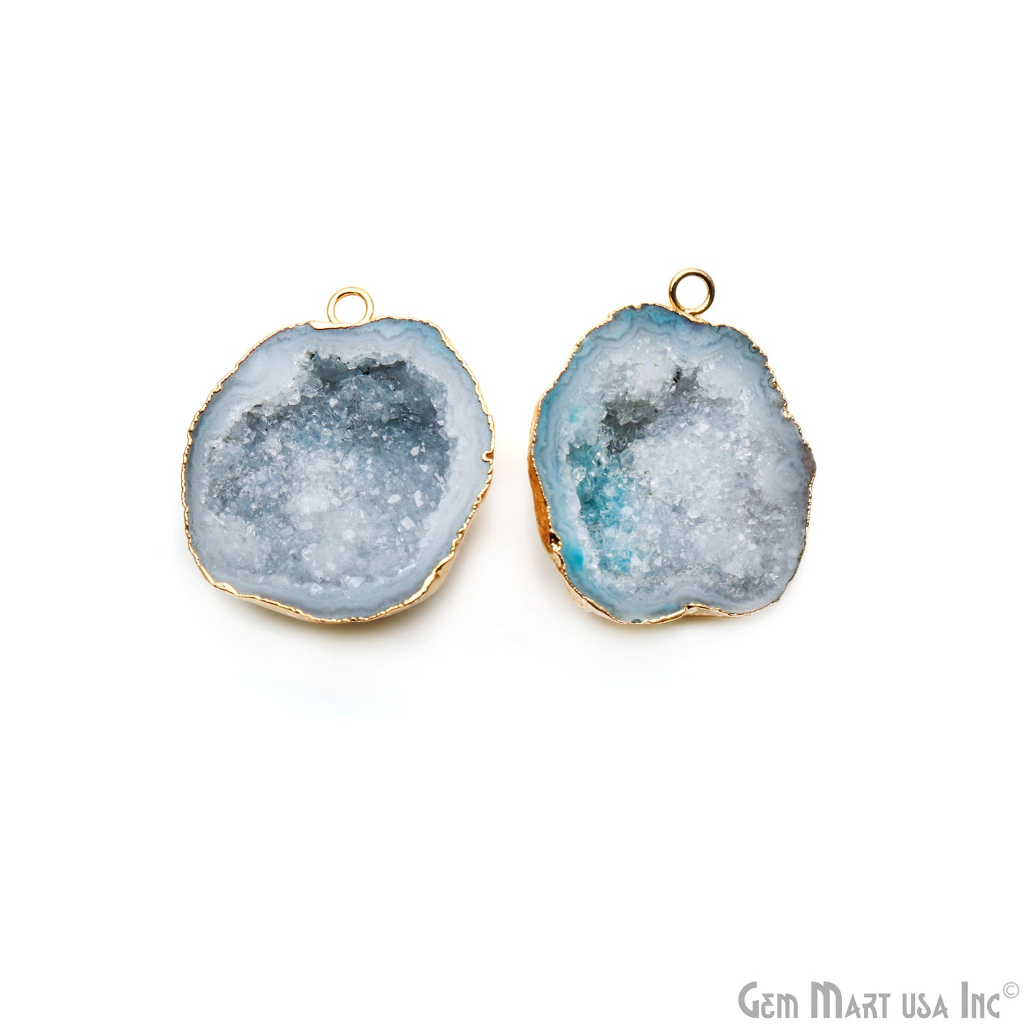 Geode Druzy 29x36mm Organic Gold Electroplated Single Bail Gemstone Earring Connector 1 Pair