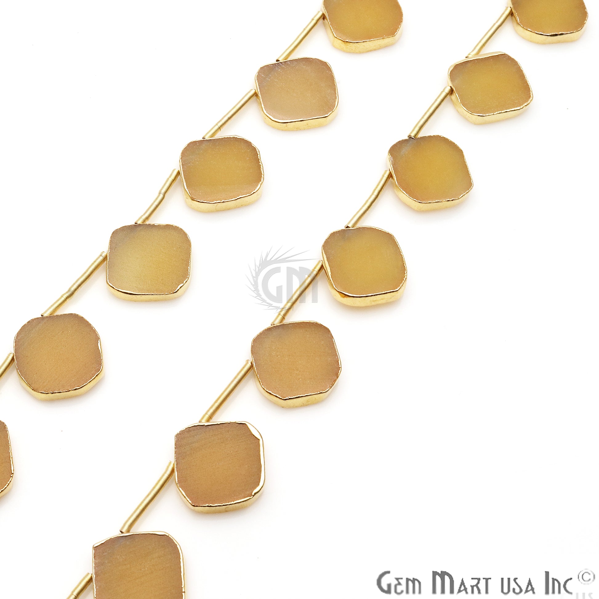 Sand Chalcedony Free Form Gold Electroplated 18x15mm Crafting Beads Gemstone 9 Inch Strands - GemMartUSA