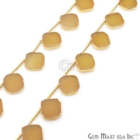 Sand Chalcedony Free Form Gold Electroplated 18x15mm Crafting Beads Gemstone 9 Inch Strands - GemMartUSA