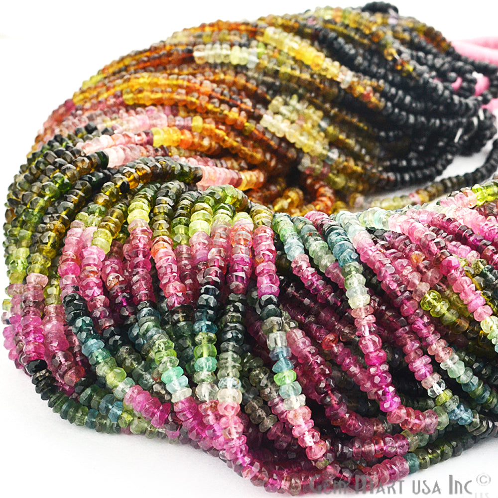 1 Strand Multi Tourmaline Faceted Rondelle 3.5mm, 13Inch Length AAAmazing quality (RLTM-70002) (762890321967)