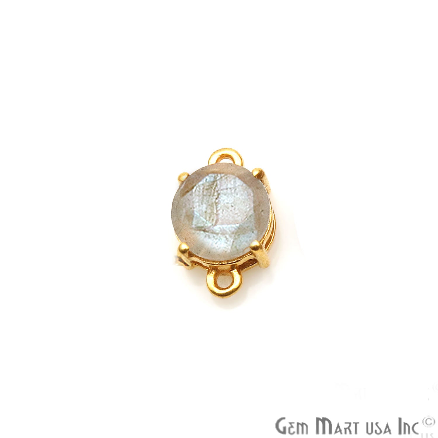 Labradorite Prong Setting Gold Plated Flashy Gemstone Connector - GemMartUSA