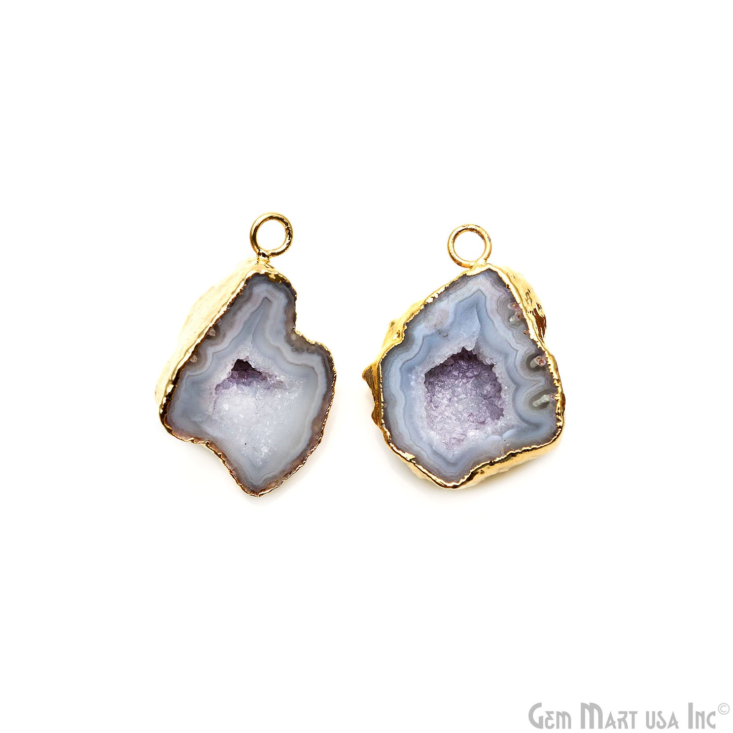 Geode Druzy 27x23mm Organic Gold Electroplated Single Bail Gemstone Earring Connector 1 Pair