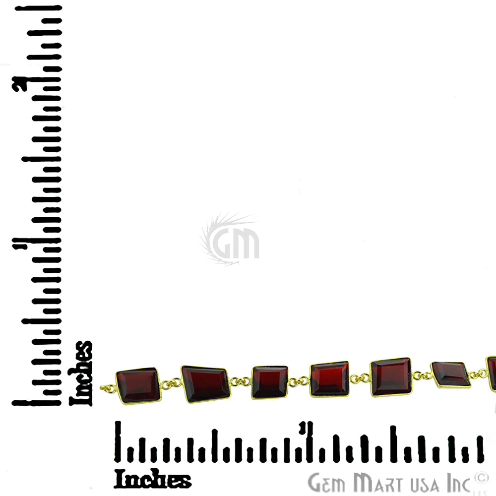 Garnet 10-15mm Mix Faceted Gold Plated Continuous Connector Chain - GemMartUSA (764277391407)