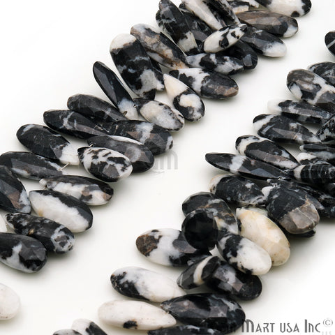 Zebra Jasper Pears 23x10mm Crafting Beads Gemstone Briolette Strands 8 Inch - GemMartUSA