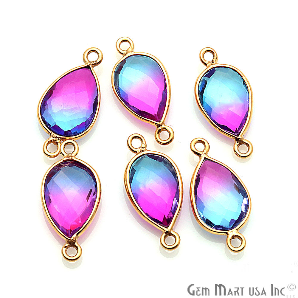 Doublet Aura Quartz 8x12mm Pear Connector (Pick Color,Bail or plating) - GemMartUSA