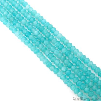 Amazonite Rondelle Beads, 12.5 Inch Gemstone Strands, Drilled Strung Nugget Beads, Faceted Round, 3-4mm