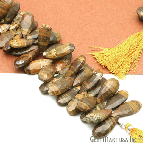 Yellow Jasper Pears 23x10mm Crafting Beads Gemstone Strands 8INCH - GemMartUSA