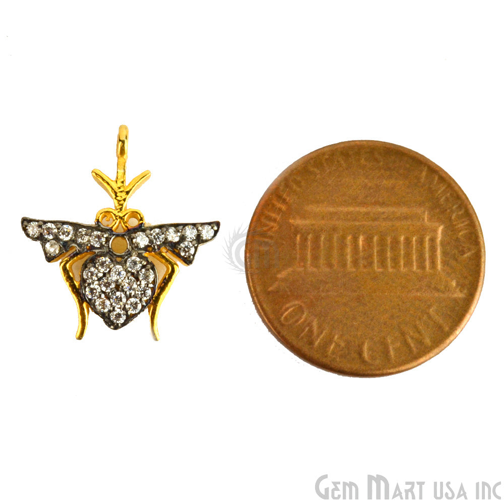 Mosquito' CZ Pave Gold Vermeil Charm for Bracelet & Pendants - GemMartUSA