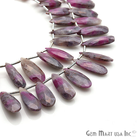 Pink Ruby Ziopsite Gemstone 19x8mm Beaded Handmade Silver Wire Rondelle - GemMartUSA