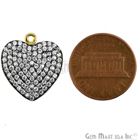 Heart' CZ Pave Gold Vermeil Charm for Bracelet & Pendants - GemMartUSA