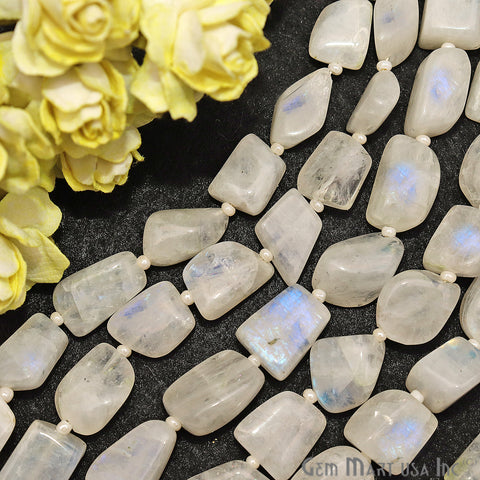 Rainbow Moonstone Free Form 14x10mm Tumble Beads Gemstone Strands - GemMartUSA