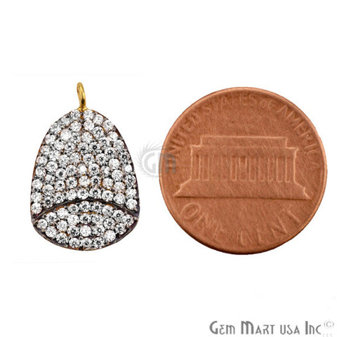 Cubic Zircon Pave 'Fancy Cap' Gold Vermeil Charm For Bracelet & Pendants - GemMartUSA