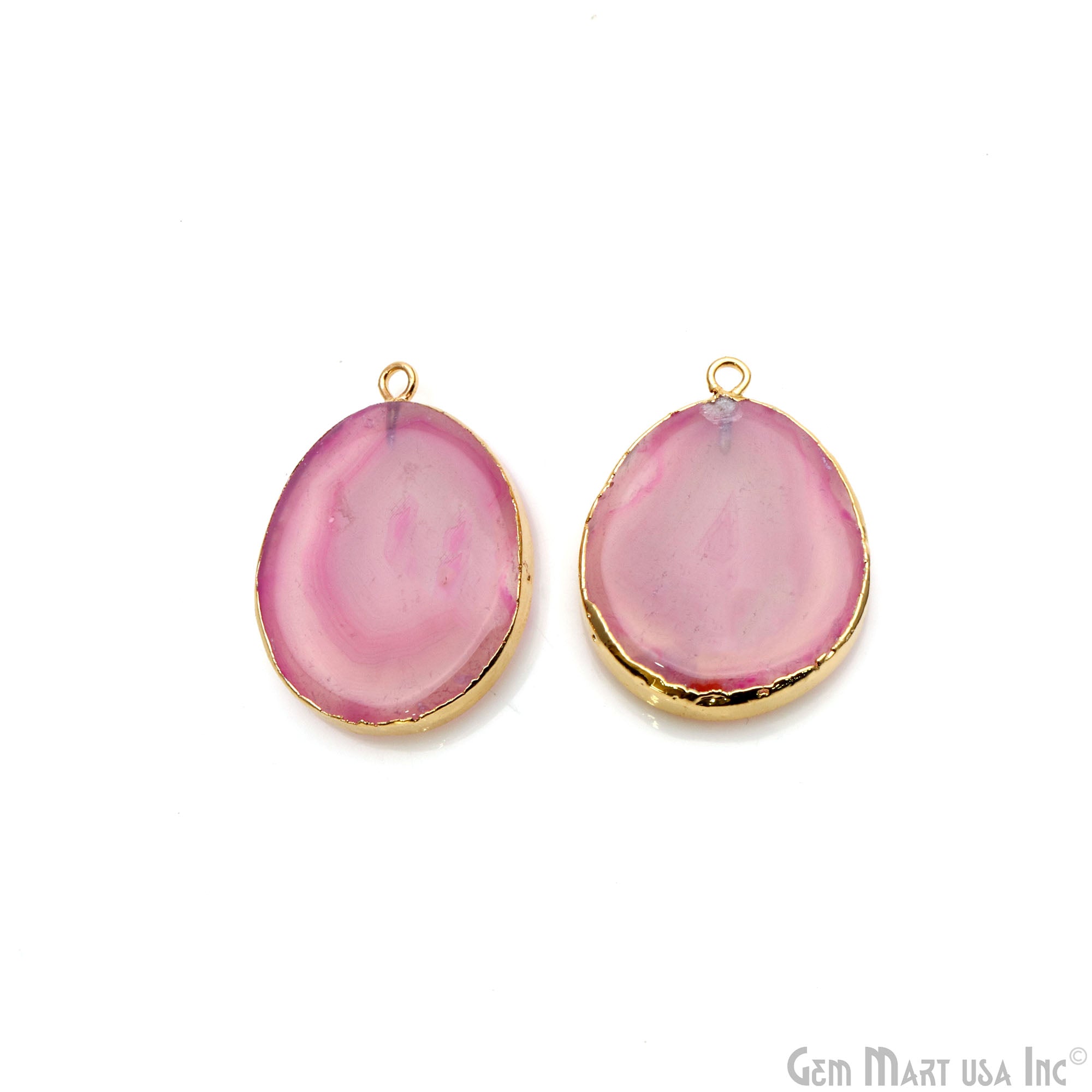 Agate Slice 29x20mm Gold Electroplated Gemstone Earring Connector 1 Pair