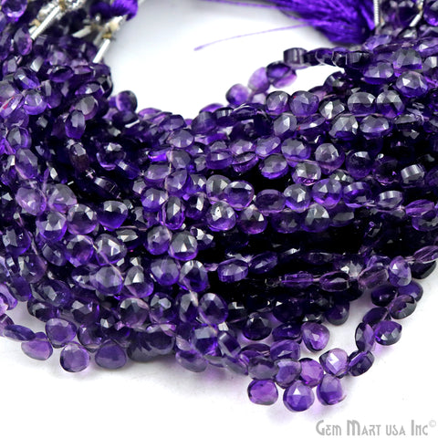 Amethyst Faceted Heart Shape 5mm Beads Gemstone 8 Inch Strands