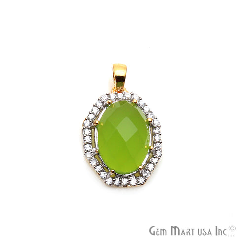 Chalcedony Pendants, Bracelets Charms, Cubic Zircon, Black Pave, Oval (50121) - GemMartUSA