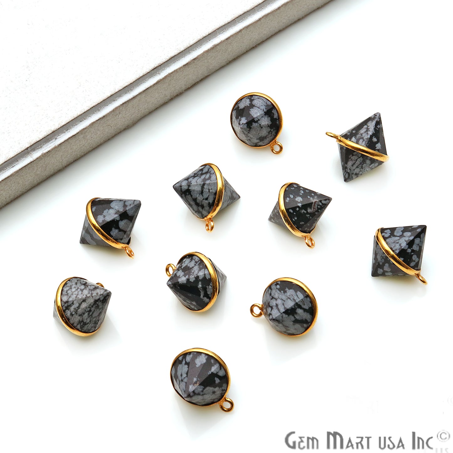 Double Cone Shape 19x16mm Gold Plated Single Bail Gemstone Connector (Pick Gemstone) - GemMartUSA