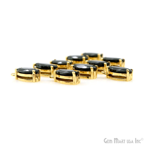 Marquise 6x12mm Gold Plated Prong Setting Single Bail Gemstone Connector