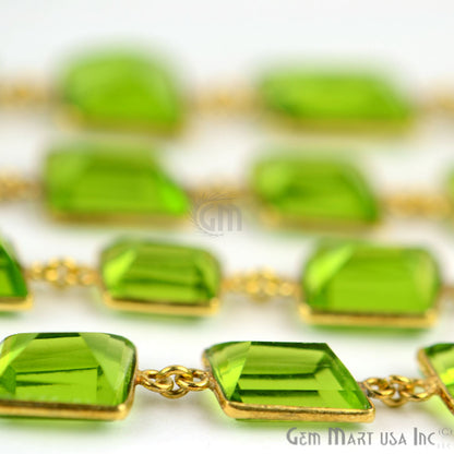 Peridot 10-15mm Faceted Gold Bezel Continuous Connector Chain - GemMartUSA (764291579951)