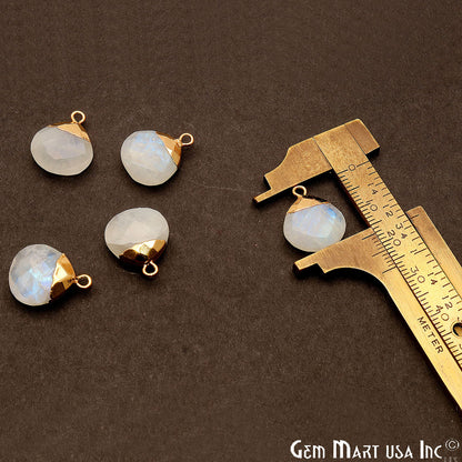 Rainbow Moonstone 14mm Onion Gold Electroplated Single Bail Gemstone Connector - GemMartUSA