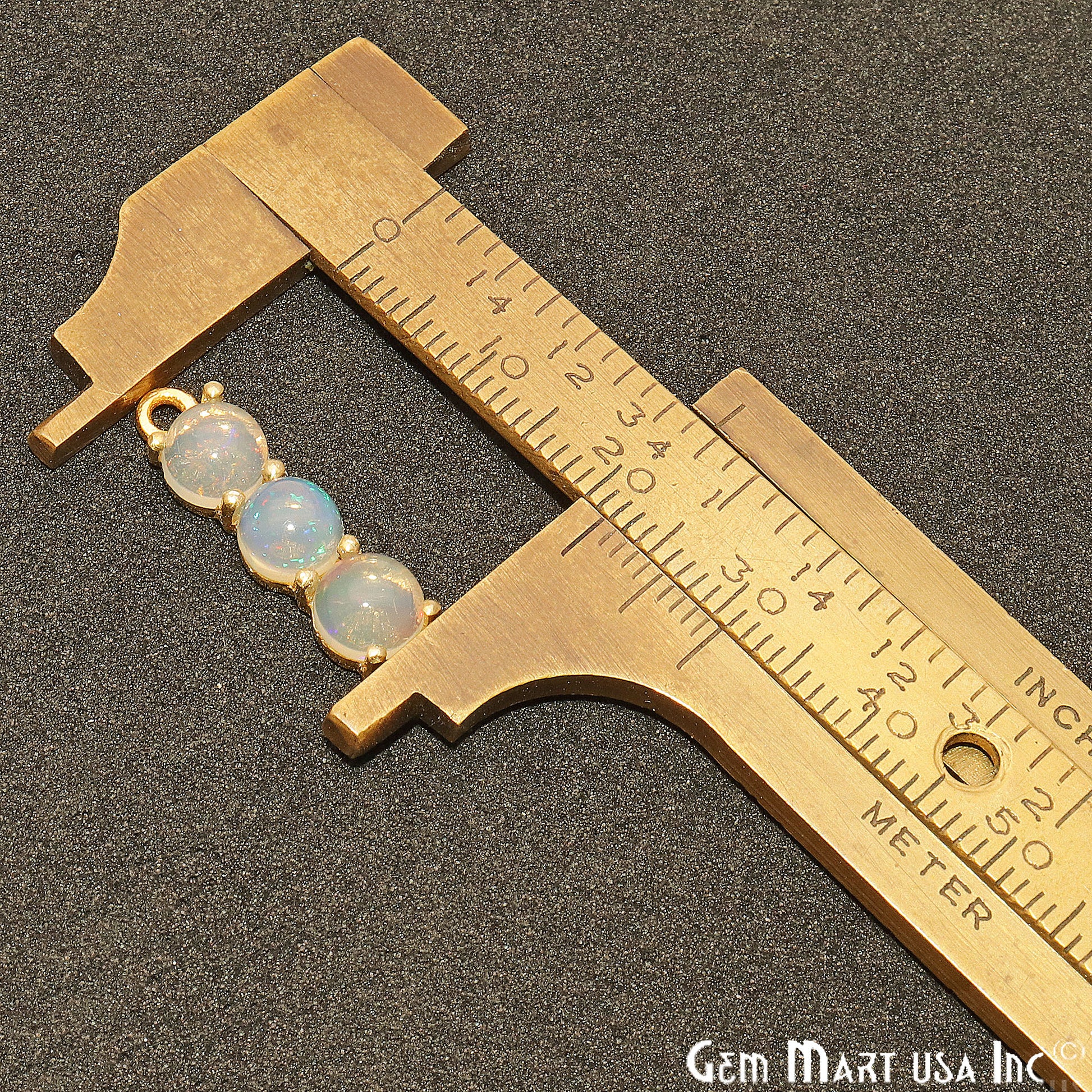 Opal Gemstone 22x6mm Prong Setting Gold Plated Component Connector - GemMartUSA