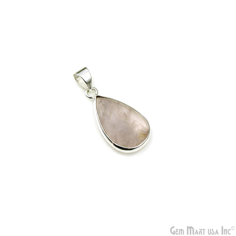 Rose Quartz Gemstone Pears 29x15mm Sterling Silver Necklace Pendant 1PC