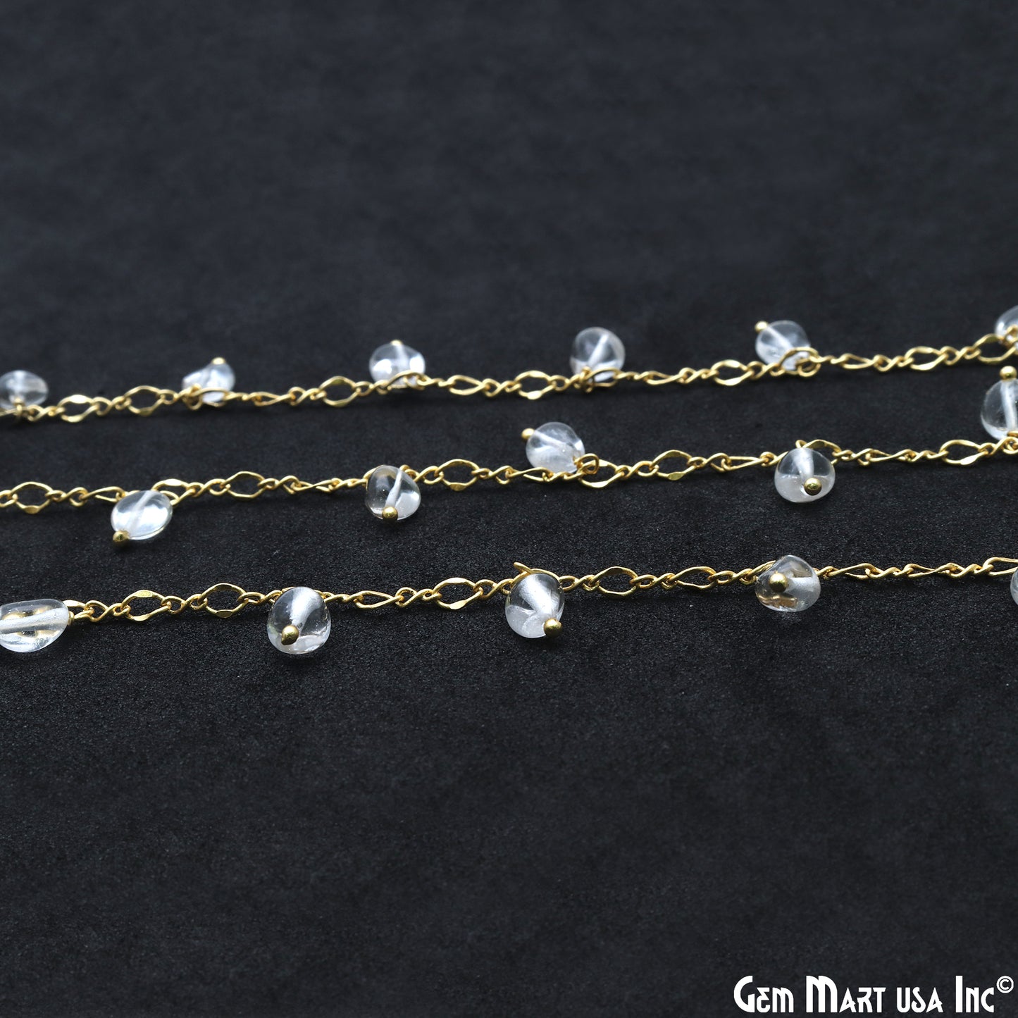 Crystal Tumble Beads 8x5mm Gold Plated Cluster Dangle Chain