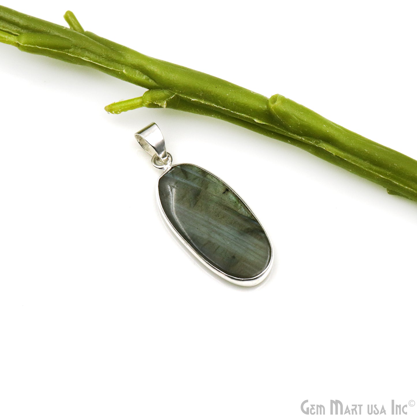 Labradorite Gemstone Oval 36x16mm Sterling Silver Necklace Pendant 1PC