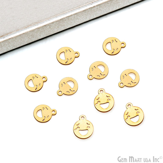 Tears Of Joy Emoji Shape Laser Finding Gold Plated 14.8x12mm Charm For Bracelets & Pendants