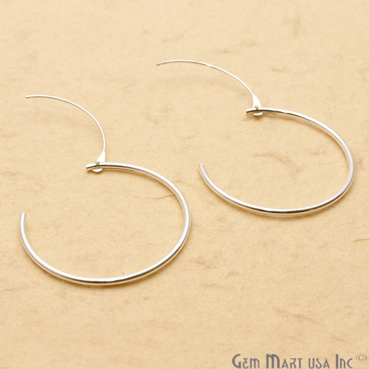 DIY Silver Plated Wire 32mm Finding Hoop Earring - GemMartUSA