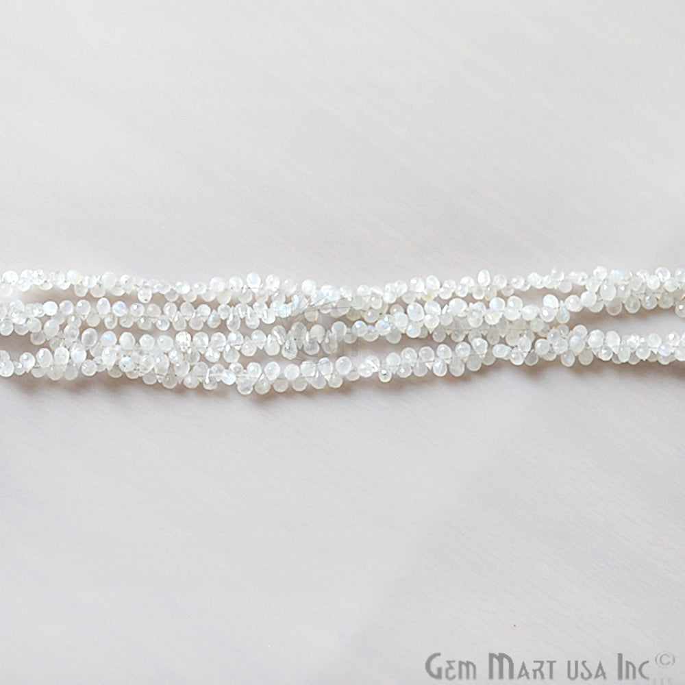 Rainbow Moonstone Briolette Faceted Gemstone 6x4mm Rondelle Beads - GemMartUSA