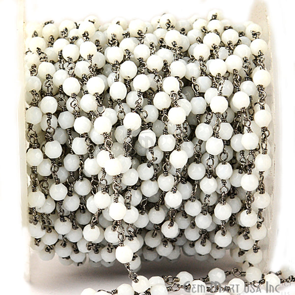 White Agate Jade Faceted...