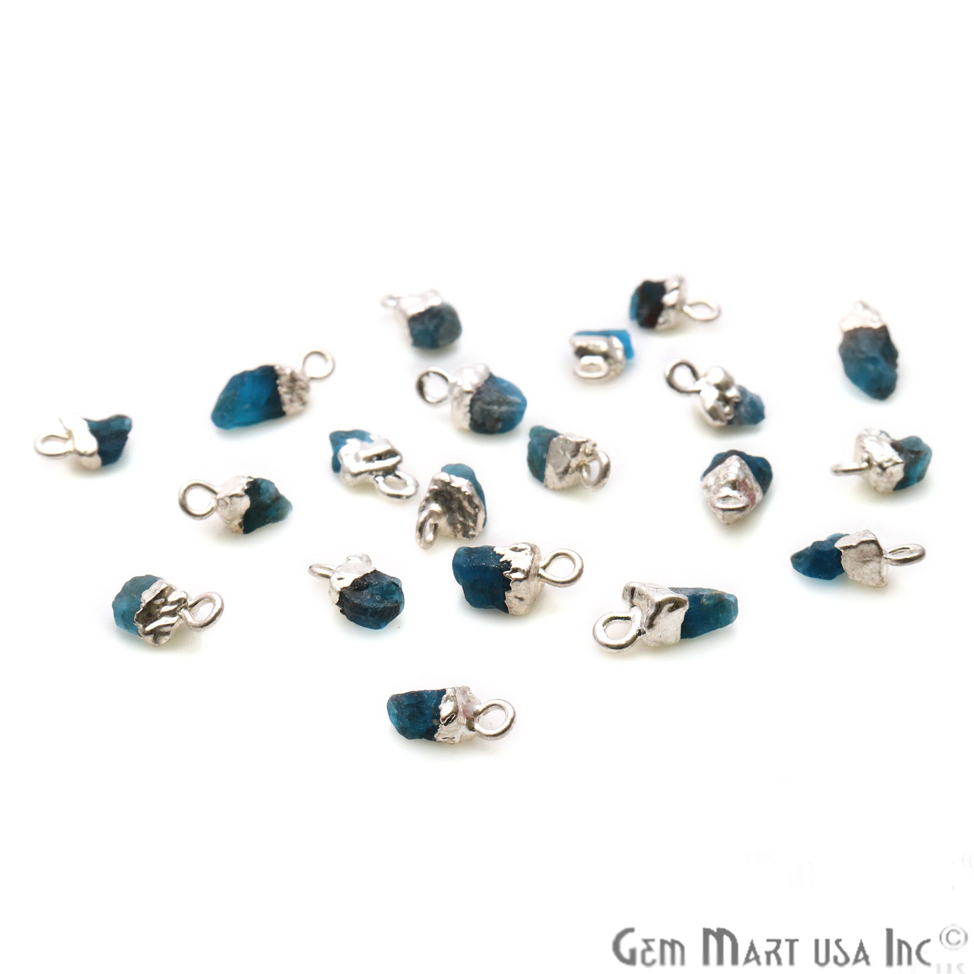 Neon Apatite Organic 13X7mm Single Bail Silver Electroplated Gemstone Connector - GemMartUSA