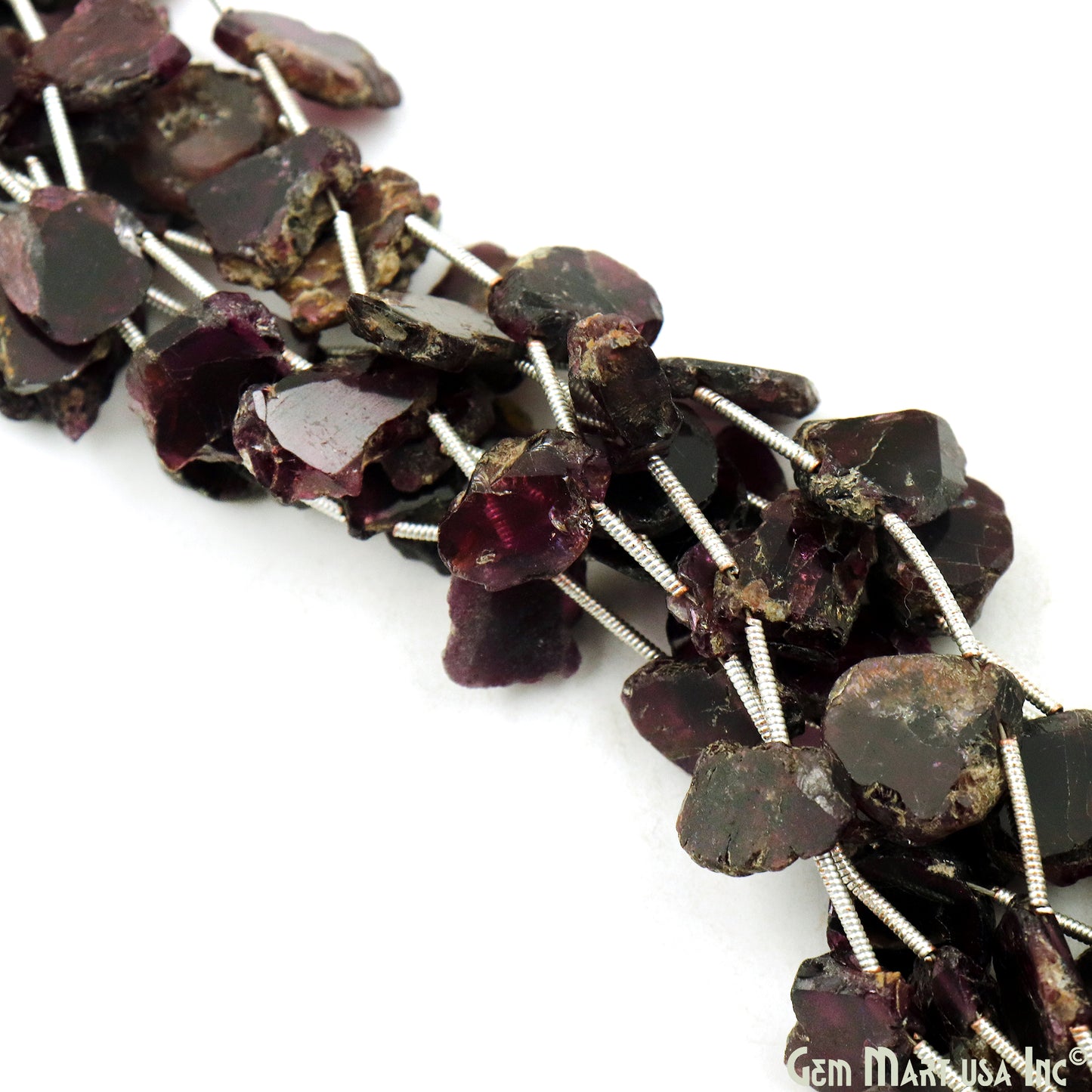 Rhodolite Rough Beads, 9 Inch Gemstone Strands, Drilled Strung Briolette Beads, Free Form, 13x10mm