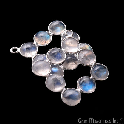 DIY Rainbow Moonstone 30x22mm Silver Plated Chandelier Finding Component - GemMartUSA