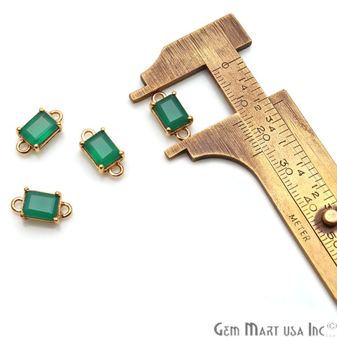 Green Onyx 6x8mm Rectangle Gold Plated Prong Setting Gemstone Connector (Pick Bail) - GemMartUSA