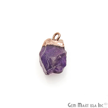 Rough Amethyst Gemstone 17x10mm Organic Rose Gold Edged Connector - GemMartUSA