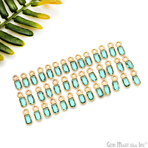 5pc Lot Apatite Octagon 4x3mm Gold Plated Single Bail Gemstone Tiny Connector