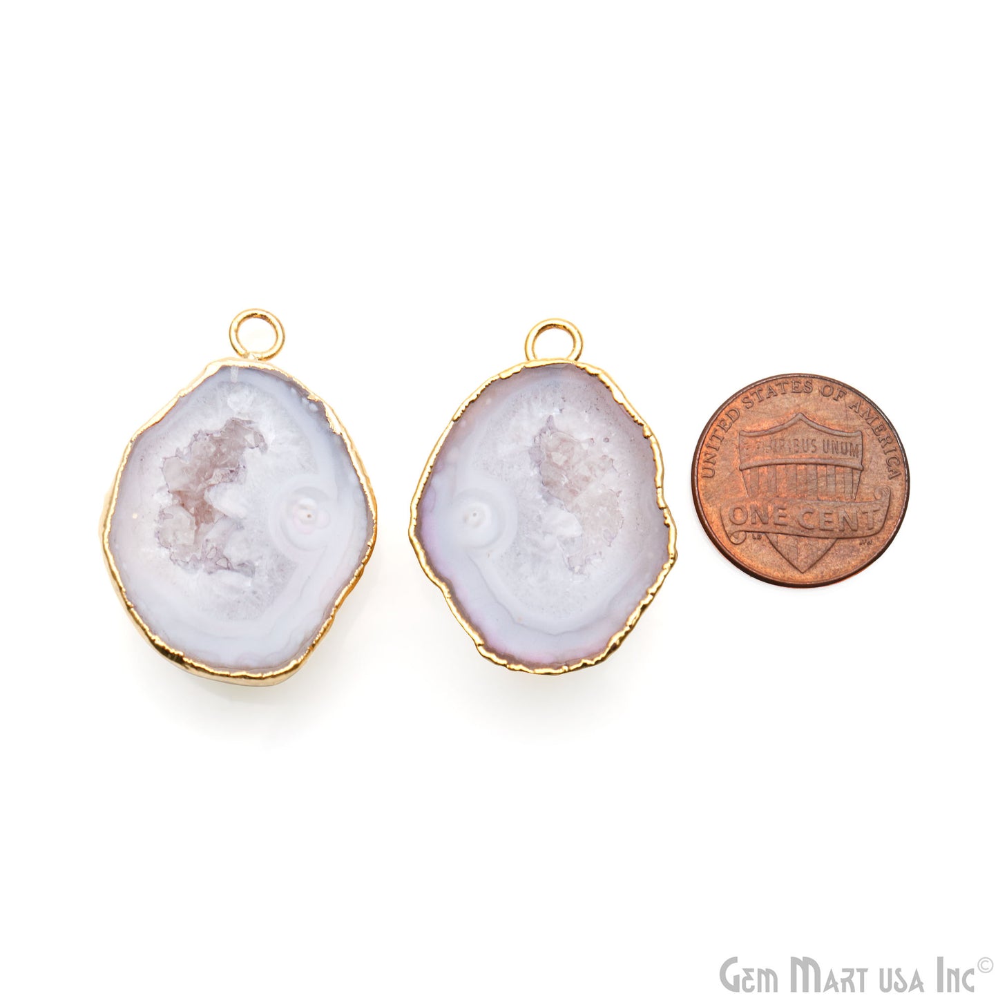 Geode Druzy 33x24mm Organic Gold Electroplated Single Bail Gemstone Earring Connector 1 Pair