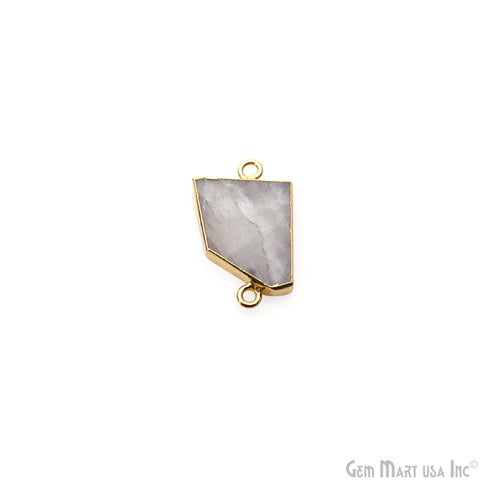 Rainbow Moonstone Free Form 17x32mm Gold Electroplated Gemstone Double Bail Connector