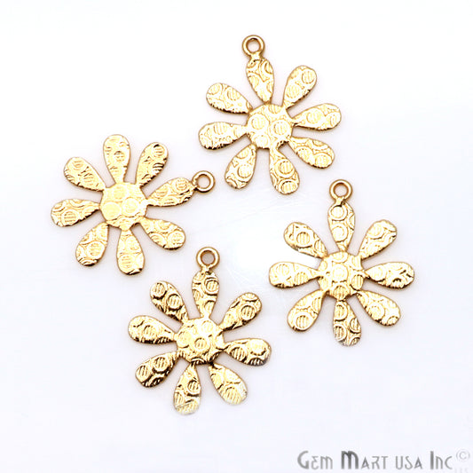 Flower Shape Gold Plated Finding Jewelry Charm - GemMartUSA