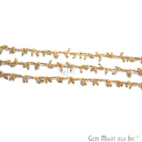 Labradorite Faceted Beads Gold Wire Wrapped Cluster Rosary Chain - GemMartUSA (763749531695)