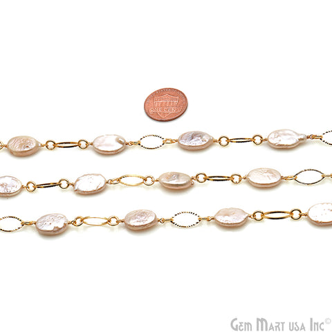 Pearl With Gold Marquise Finding Rosary Chain