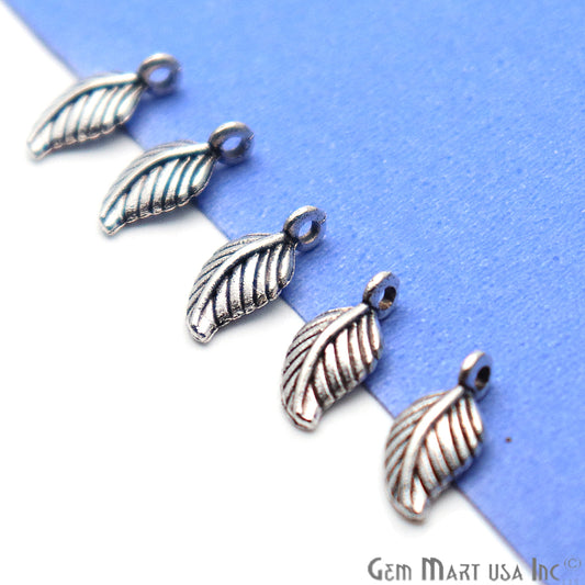 5pc Lot Leaf Shape Oxidized 14x12mm Charm For Bracelets & Pendants - GemMartUSA