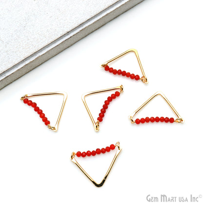 Triangle Bar Pendant 31x18mm Gold Plated Faceted Beads Connector