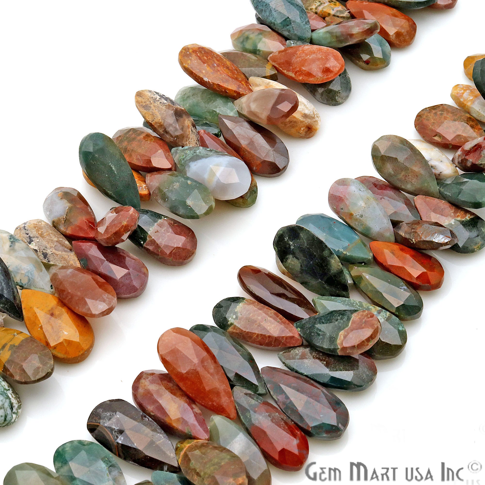 Indian Agate Pears 17x11mm Crafting Beads Gemstone Briolette Strands 8 Inch - GemMartUSA