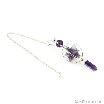 Amethyst Meditation Tool, Crystal Pointed Merkaba Dowsing Pendulum Reiki Healing, Crystal Point