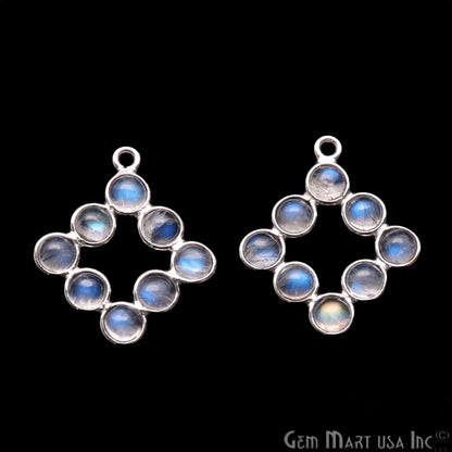 DIY Rainbow Moonstone 21x15mm Single Bail Finding Component (Pick Your Metal) - GemMartUSA